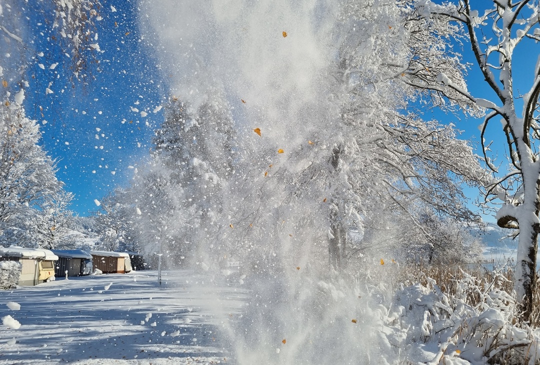 Snow on the campsite